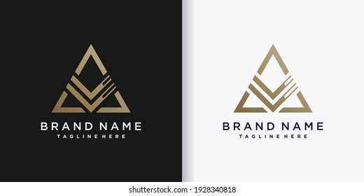 triangle logo template with creative golden concept 