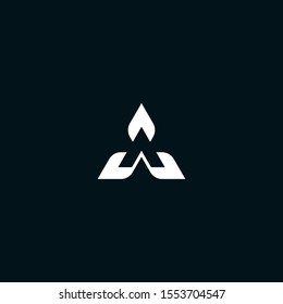 triangle logo that forms the letter A with the addition of a leaf element at the end. elegant, simple and luxurious. editable and easy to custom