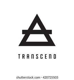 Triangle logo. Transcend. Minimal geometry. White background. Stock vector.