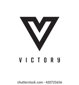 Triangle logo. Victory. Minimal geometry. White background. Stock vector.