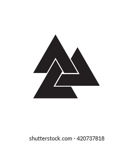 Triangle logo. Viking symbol.Minimal geometry. White background. Stock vector.