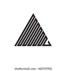 Triangle logo. Zig - zag. Minimal geometry. White background. Stock vector.