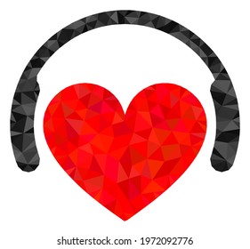 Triangle love dj polygonal icon illustration. Love Dj lowpoly icon is filled with triangles. Flat filled geometric mesh symbol based on love dj icon.