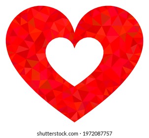 Triangle love heart polygonal icon illustration. Love Heart lowpoly icon is filled with triangles. Flat filled abstract mesh image based on love heart icon.