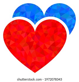 Triangle love hearts polygonal icon illustration. Love Hearts lowpoly icon is filled with triangles. Flat filled geometric mesh image based on love hearts icon.
