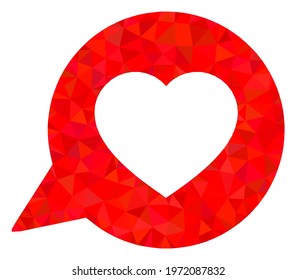 Triangle love message polygonal icon illustration. Love Message lowpoly icon is filled with triangles. Flat filled abstract mesh symbol based on love message icon.