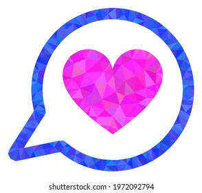 Triangle love message polygonal icon illustration. Love Message lowpoly icon is filled with triangles. Flat filled abstract mesh image based on love message icon.