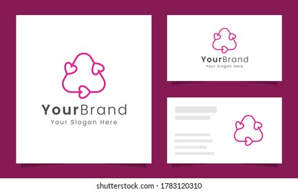 Triangle love Play logo design concept. Modern and simple idea