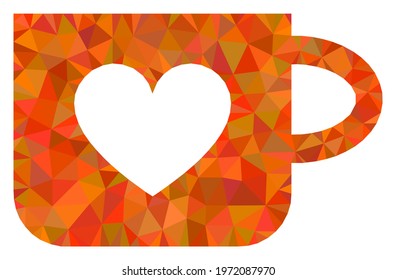 Triangle lovely cup polygonal icon illustration. Lovely Cup lowpoly icon is filled with triangles. Flat filled abstract mesh image based on lovely cup icon.