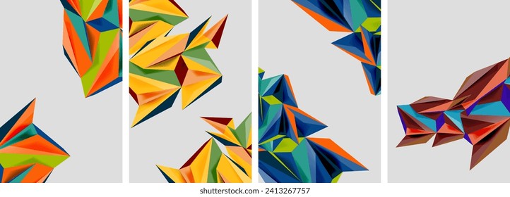 Dreieckige Low-Poly-Mosaikplakate. Vektorgrafik für Tapete, Banner, Hintergrund, Karte, Buchillustration, Landungsseite