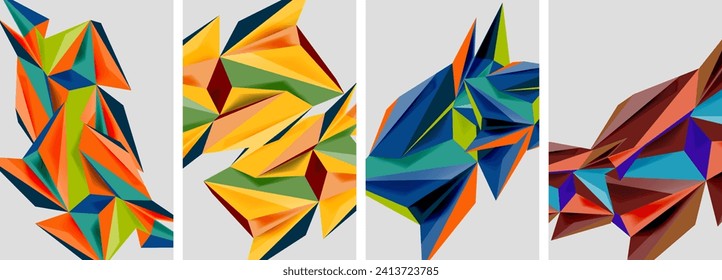 Triangle low poly mosaic posters. Vector illustration For Wallpaper, Banner, Background, Card, Book Illustration, landing page