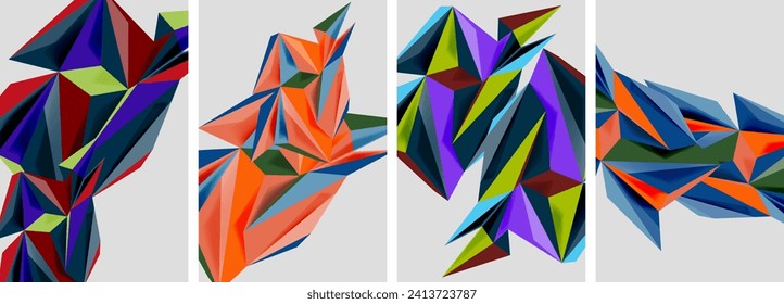 Triangle low poly mosaic posters. Vector illustration For Wallpaper, Banner, Background, Card, Book Illustration, landing page