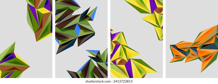 Triangle low poly mosaic posters. Vector illustration For Wallpaper, Banner, Background, Card, Book Illustration, landing page