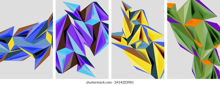 Triangle low poly mosaic posters. Vector illustration For Wallpaper, Banner, Background, Card, Book Illustration, landing page
