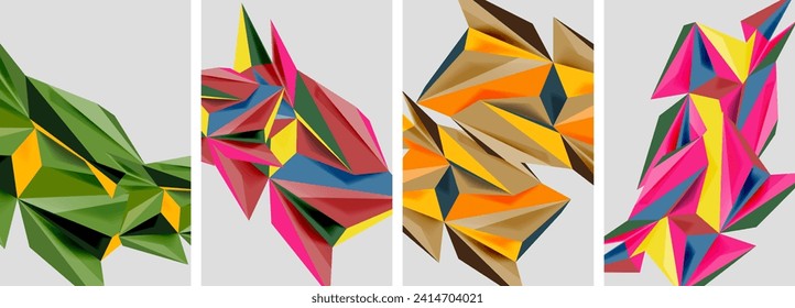 Afiches de mosaico de polietileno bajo en triángulo. Ilustración vectorial para fondo de escritorio, pancarta, fondo, tarjeta, ilustración del libro, página de inicio
