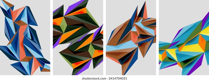Triangle low poly mosaic posters. Vector illustration For Wallpaper, Banner, Background, Card, Book Illustration, landing page