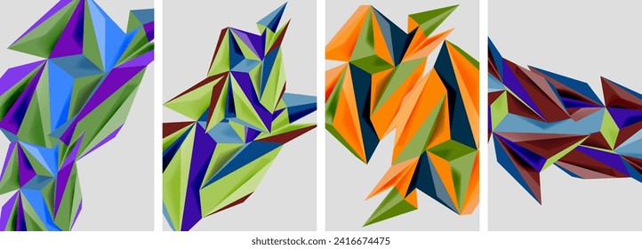Triangle low poly mosaic posters. Vector illustration For Wallpaper, Banner, Background, Card, Book Illustration, landing page