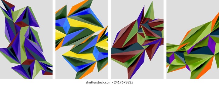 Triangle low poly mosaic posters. Vector illustration For Wallpaper, Banner, Background, Card, Book Illustration, landing page