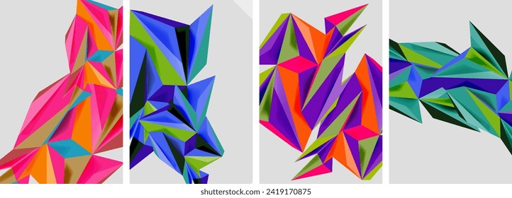 Dreieckige Low-Poly-Mosaikplakate. Vektorgrafik für Tapete, Banner, Hintergrund, Karte, Buchillustration, Landungsseite