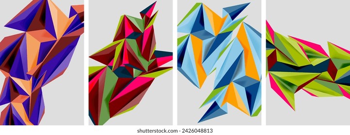 Triangle low poly mosaic posters. Vector illustration For Wallpaper, Banner, Background, Card, Book Illustration, landing page
