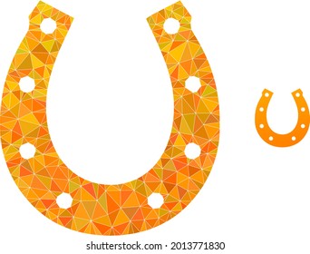 Triangle lucky horseshoe polygonal icon illustration. Lucky Horseshoe lowpoly icon is filled with triangles. Flat filled abstract mesh symbol based on lucky horseshoe icon.