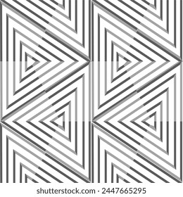 Triangle made of gray lines seamless pattern. Triangle made of monochrome lines. Modern abstract texture. Monochrome template for prints, textile, wrapping. illustration