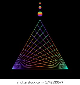 Dreieck aus holografischen Laserstrahlen. Abstrakte Vektorgrafik.