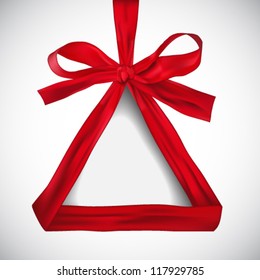 Triangle made of red ribbon - vector illustration