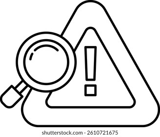 A triangle with a magnifying glass in the middle