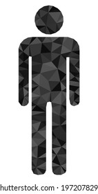 Triangle man figure polygonal icon illustration. Man Figure lowpoly icon is filled with triangles. Flat filled abstract mesh symbol based on man figure icon.