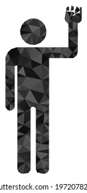 Triangle man fist up polygonal icon illustration. Man Fist Up lowpoly icon is filled with triangles. Flat filled abstract mesh image based on man fist up icon.