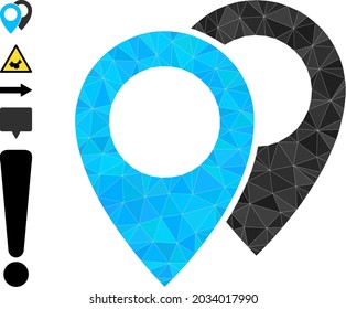Triangle map markers polygonal 2d illustration, and similar icons. Map Markers is filled with triangles. Lowpoly map markers designed with scattered colored triangles.