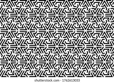 Triangle maze, labyrinth patter, black and white mosaic pattern, wrapping, textile, wallpaper, web, background