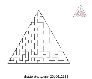 Triangle maze,  logic game with labyrinths.  maze game. A maze with answers.