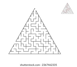 Triangle maze,  logic game with labyrinths.  maze game. A maze with answers.