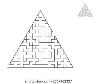 Triangle maze,  logic game with labyrinths.  maze game. A maze with answers.