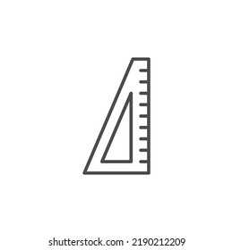 Triangle measurement protractor illustration icon. Triangle ruller scale geometry vector tool. Triangle ruler flat vector icon