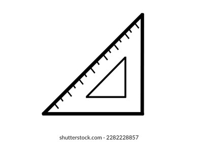 Triangle measurement protractor illustration icon. Triangle ruler scale 