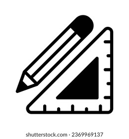 Dreiecksmessgerät mit Bleistift, Konzeptsymbol für Schreibwaren