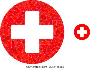 Triangle medicine polygonal symbol illustration. Medicine lowpoly icon is filled with triangles. Flat filled abstract mesh symbol based on medicine icon.