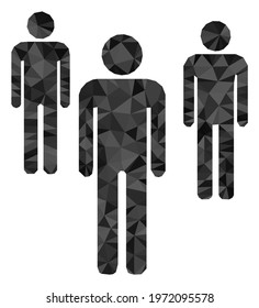 Triangle men figures polygonal icon illustration. Men Figures lowpoly icon is filled with triangles. Flat filled abstract mesh symbol based on men figures icon.