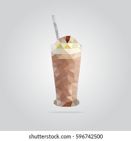 Triangle milkshake cocktail vector illustration. Polygon food  icon