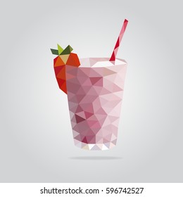 Ilustración vectorial del cóctel de batido triangular. Icono de comida de polígono