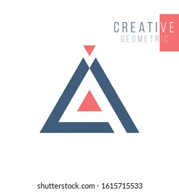 Triangle minimal geometry logo element. Technology business identity concept. Creative corporate template. Stock Vector illustration isolated on white background.