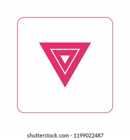 Triangle – Minimalist Isolated Icon In Pink. Icon Minimalist For Feminist Poster, Postcard, Flyer. Isolated Logo For Feminist Protest March In Pink. Women Power Protest. Pink Triangle Minimalist Logo.