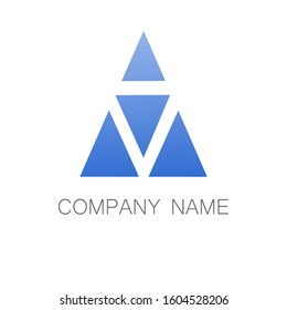 Triangle. Minimalistic logo design. Creative logo. Beautiful and simple design element for your company logo, abstract blue icon. Modern logo, business corporate template.