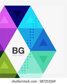 Plantilla geométrica de mosaico moderno de triángulo. Fondo de plantilla de vector para diseño de flujo de trabajo, diagrama, opciones de número o diseño web