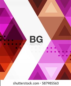 Triangle modern mosaic geometric template. Vector template background for workflow layout, diagram, number options or web design