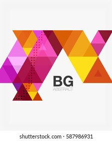 Plantilla geométrica de mosaico moderno de triángulo. Fondo de plantilla de vector para diseño de flujo de trabajo, diagrama, opciones de número o diseño web