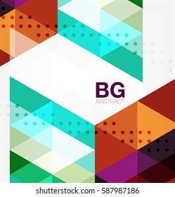 Plantilla geométrica de mosaico moderno de triángulo. Fondo de plantilla de vector para diseño de flujo de trabajo, diagrama, opciones de número o diseño web